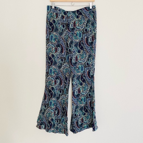 Zara Wide Leg Paisley Printed Flare Leg Pants SZ L - Picture 5 of 8